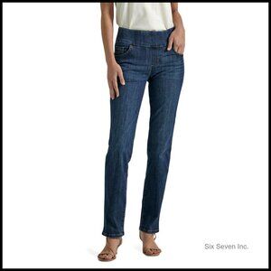 Sculpting Slim Fit Pull-On Jeans Stretchy Comfort Elastic Waist Faux Fly